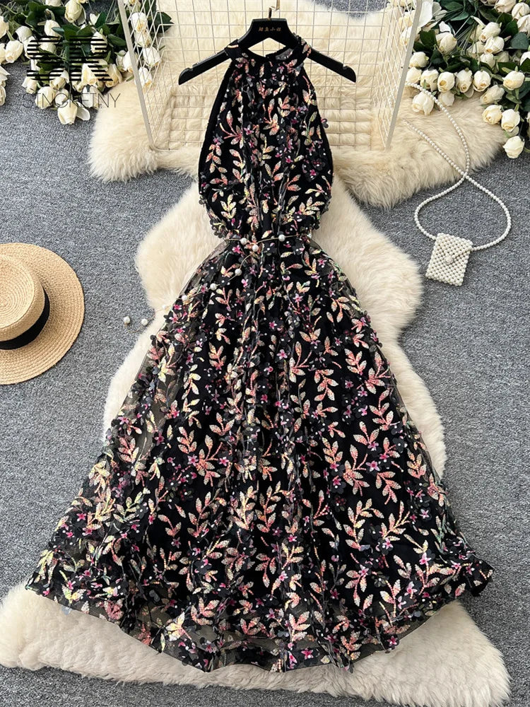 Floral Sequins Luxury Dress