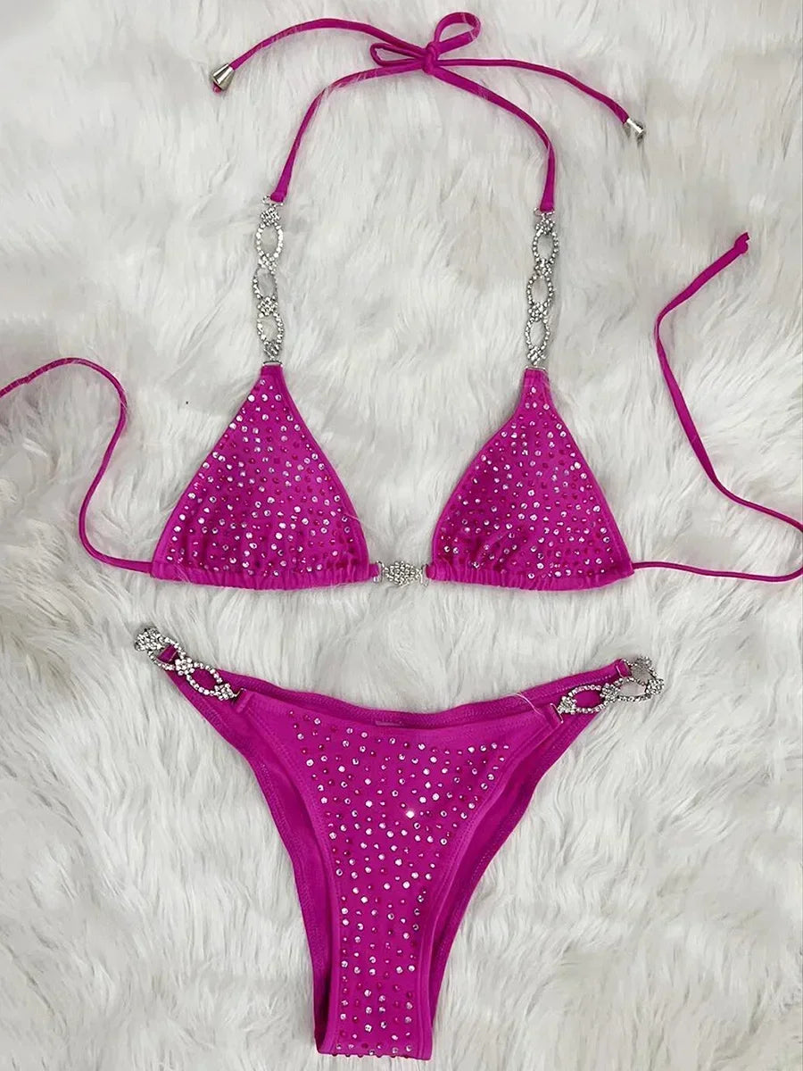 Shiny Sequins Rhinestone Bikini