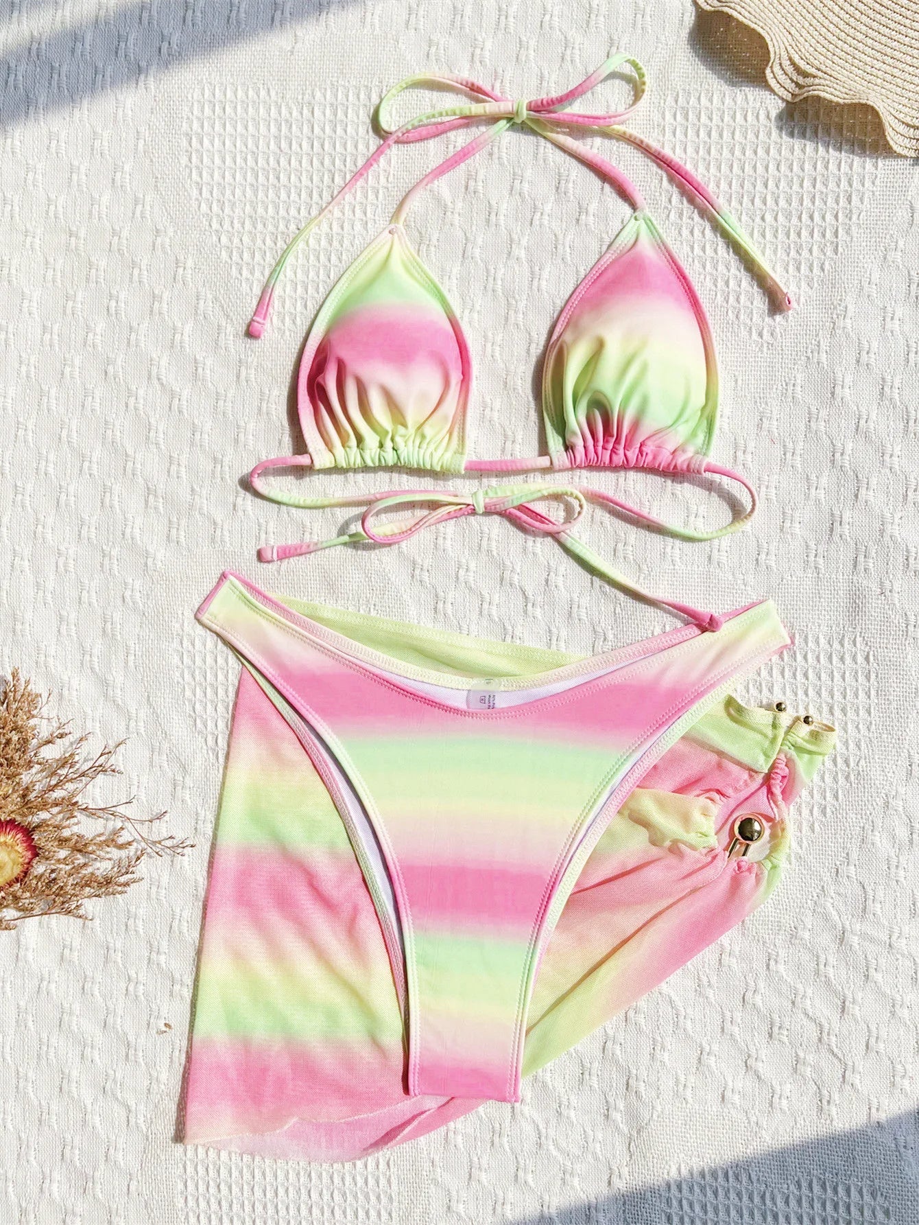 Vintage Yellow Pink Gradient Bikini Set