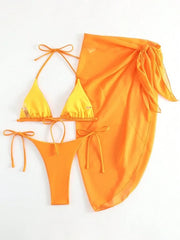 Sexy Mesh Skirt 3 Piece Bikini Set