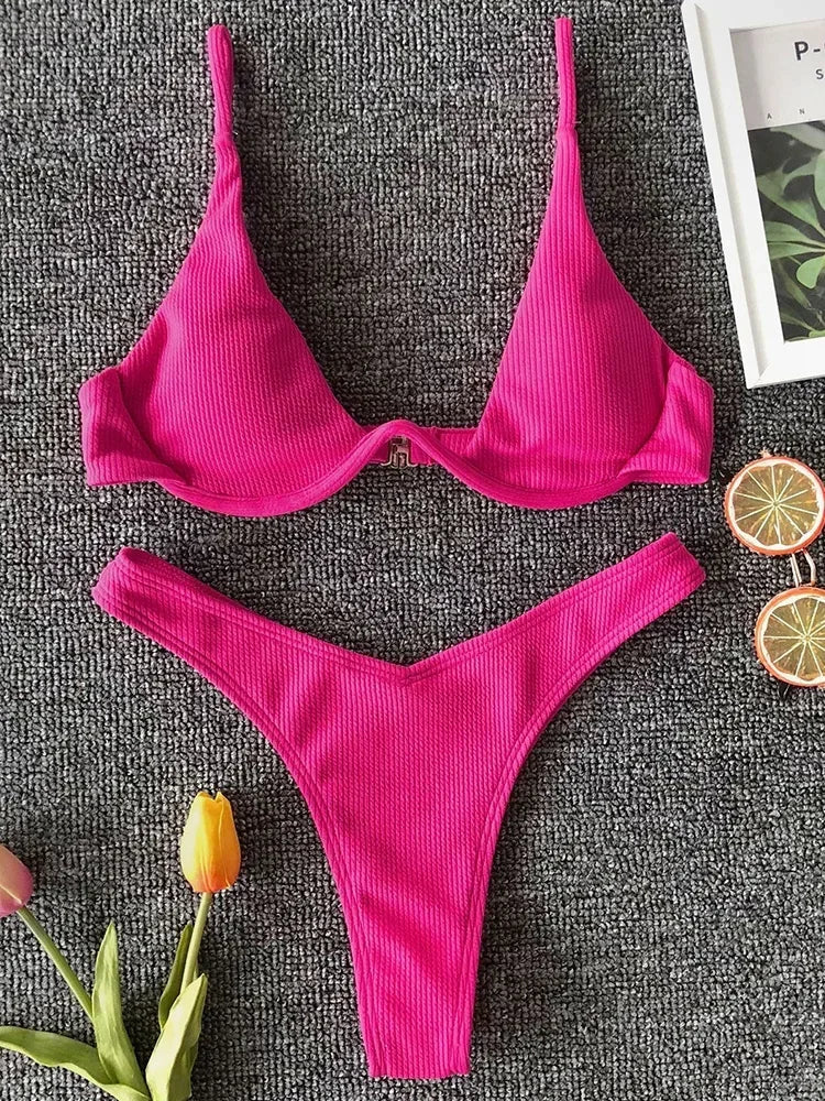 High Cut V-bar Underwired Bikini