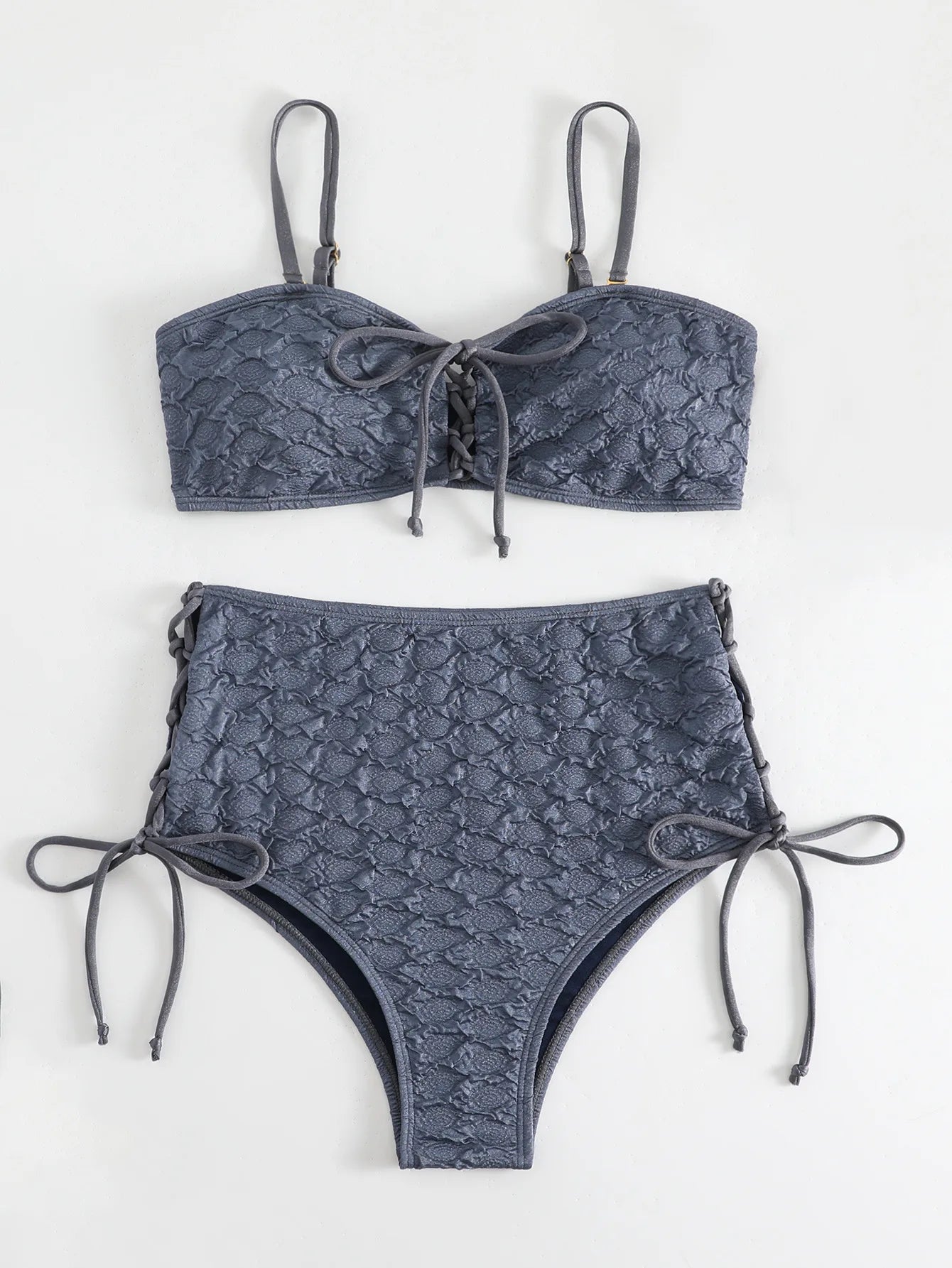 Sexy Drawstring Side High Waist Bikini Set