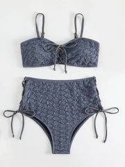 Sexy Drawstring Side High Waist Bikini Set