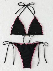 Sexy White Black Patchwork Bikini Set