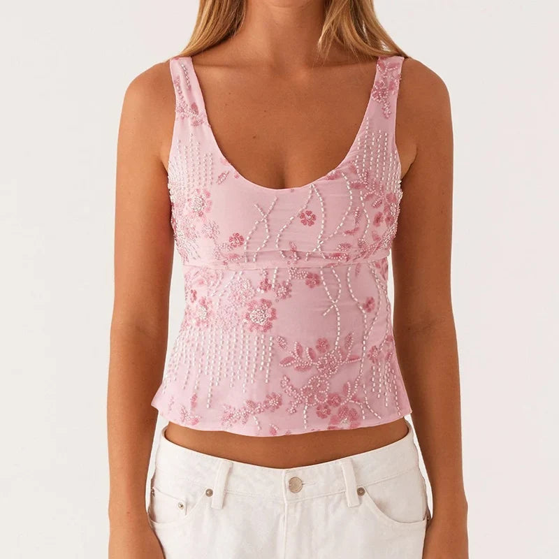 Boho Beaded Embellished Tank Tops