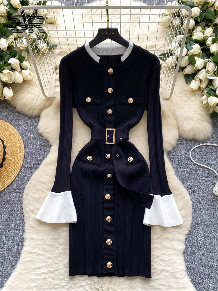 Office Lady Slim Knitted Dress