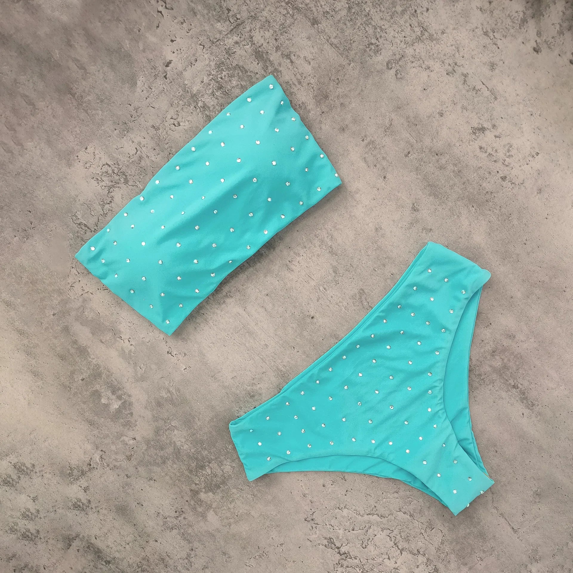 Shiny Pink Gradient Striped Bikini Set