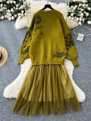 Bohemian Embroidered Sweater Loose Dress