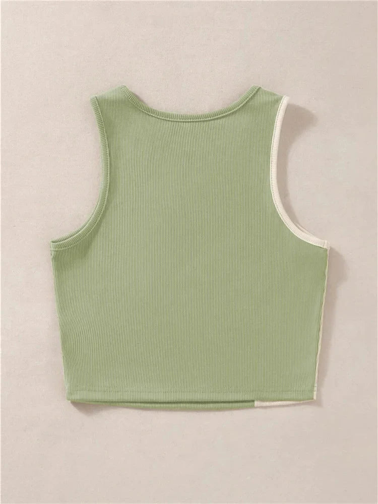 Women's Cute Preppy Style Patchwork Tank Top