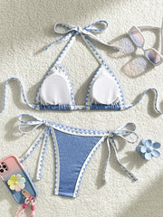 Splicing Wrinkled Pleated Bikini