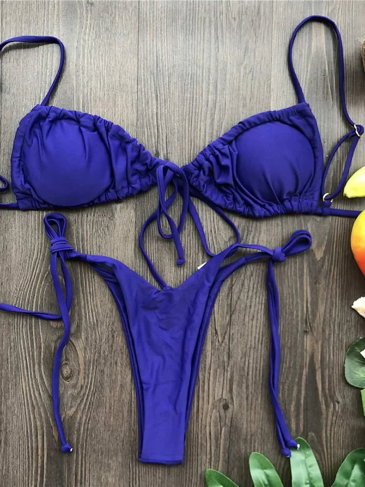 Sexy Ruffle Frilled Micro Thong Bikini
