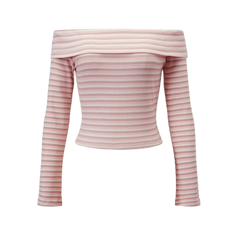 Stripe Off Shoulder Crop Top