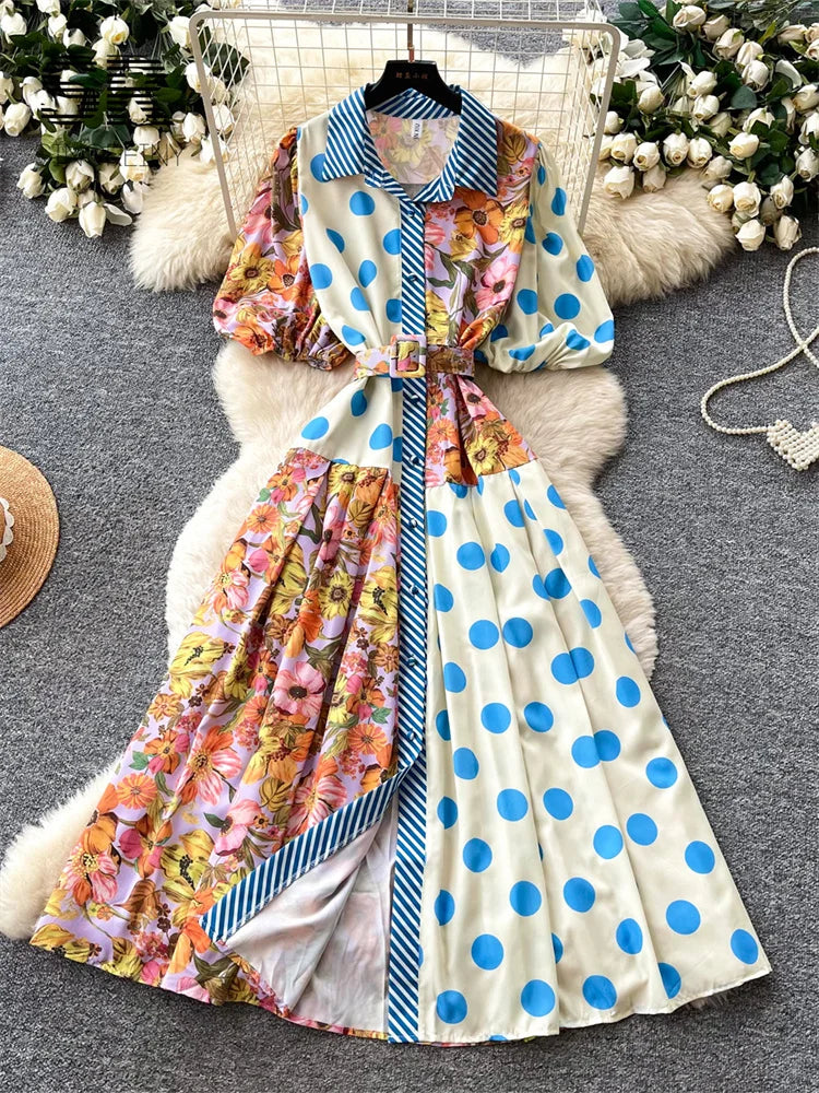 Print Splice Vintage Dress