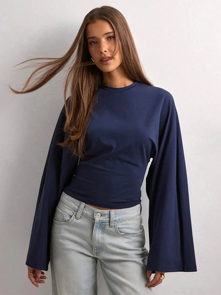 Street Sytle Flare Long Sleeve Cropped T-shirt