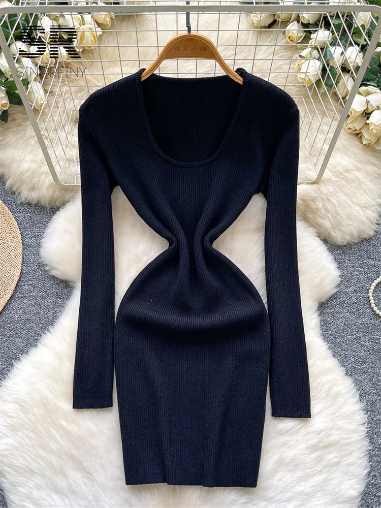 Style Vintage Stripe Knitted Dress