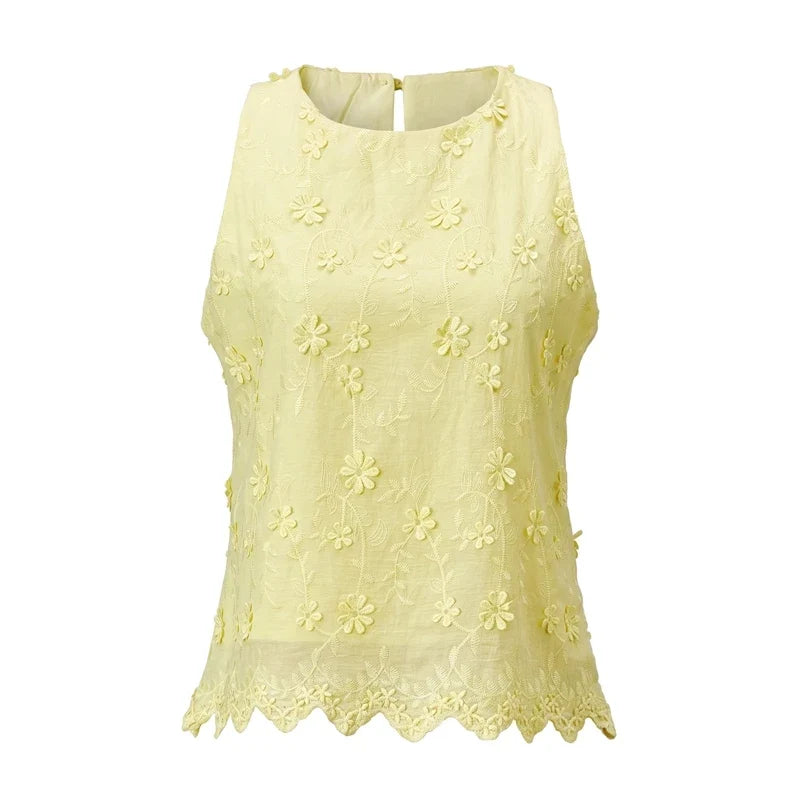 Floral Embroidery Sleeveless Tank Top