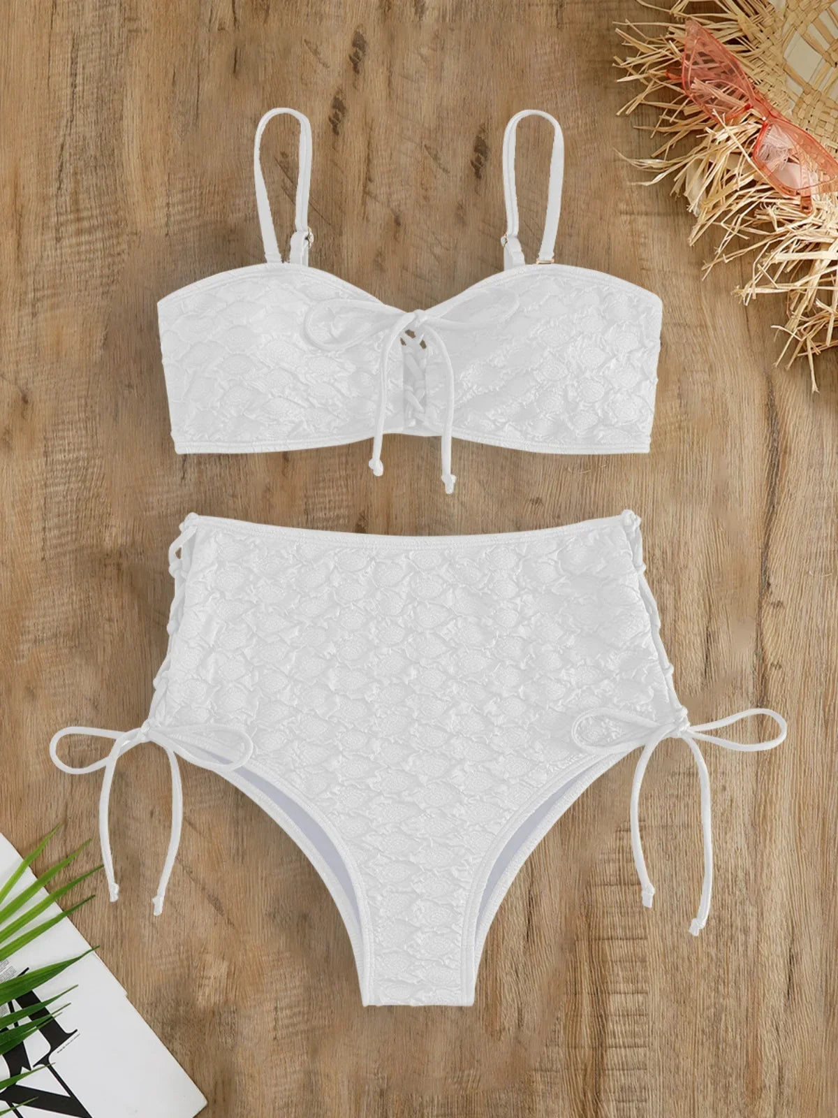 Sexy Drawstring Side High Waist Bikini Set