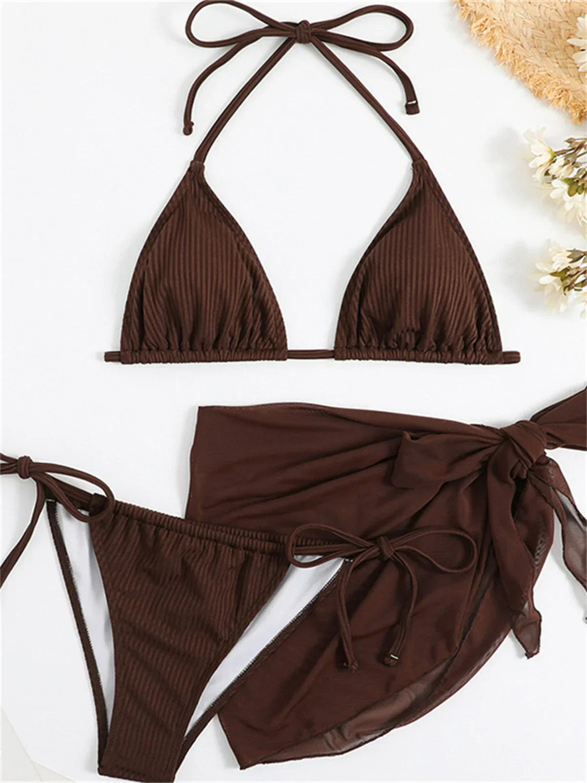 Sexy Solid Brown Bikini
