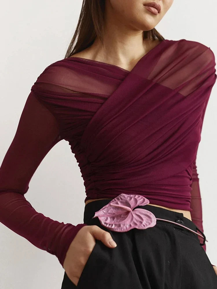 Chic Design Cross Neck Crop Top