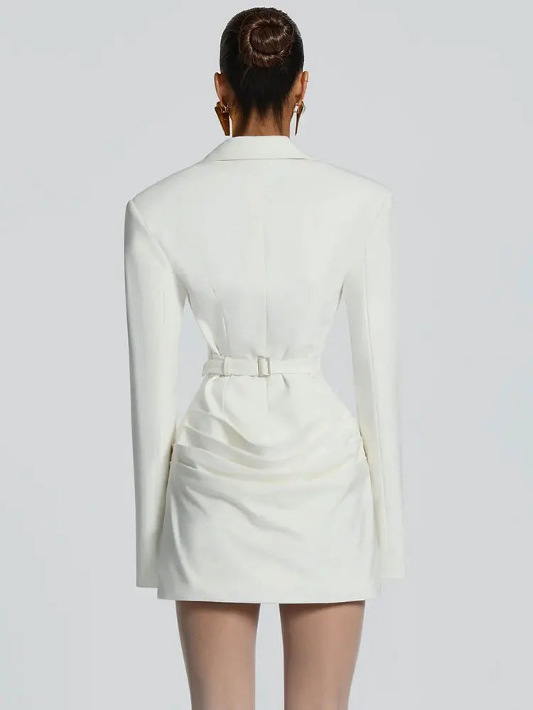 Double Layer Ruched Sexy Blazer Dress