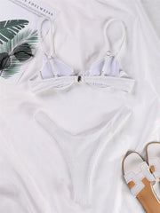 White Black Push Up Ribbed Micro Swimwear