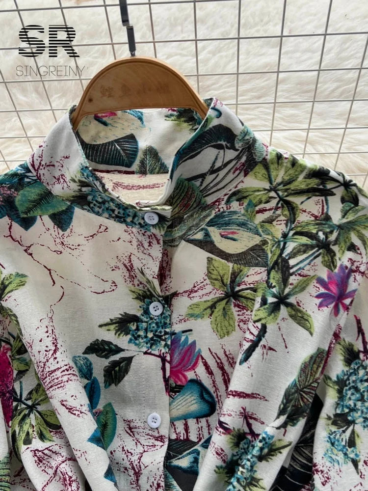Long Sleeves Floral Print Dress