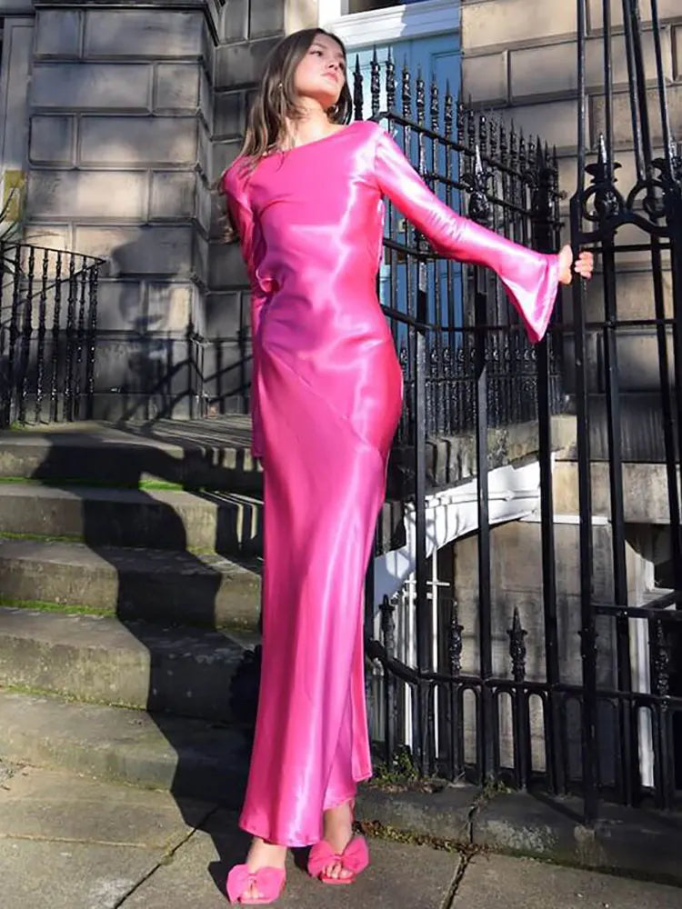 Satin Elegant Autumn Evening Dress