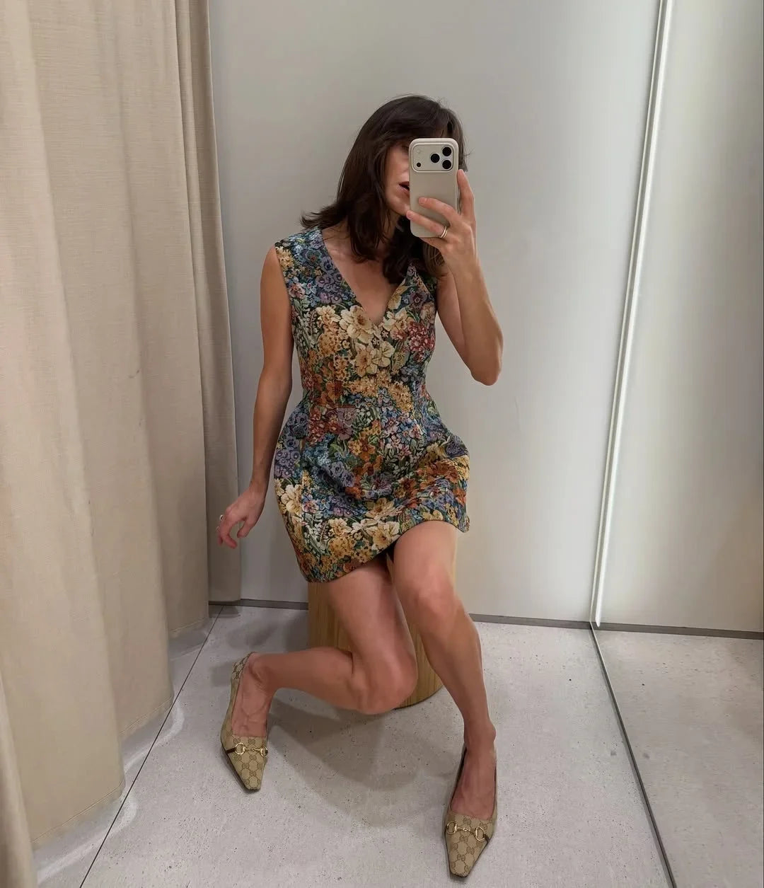 Vintage Oil Painting Mini Dress