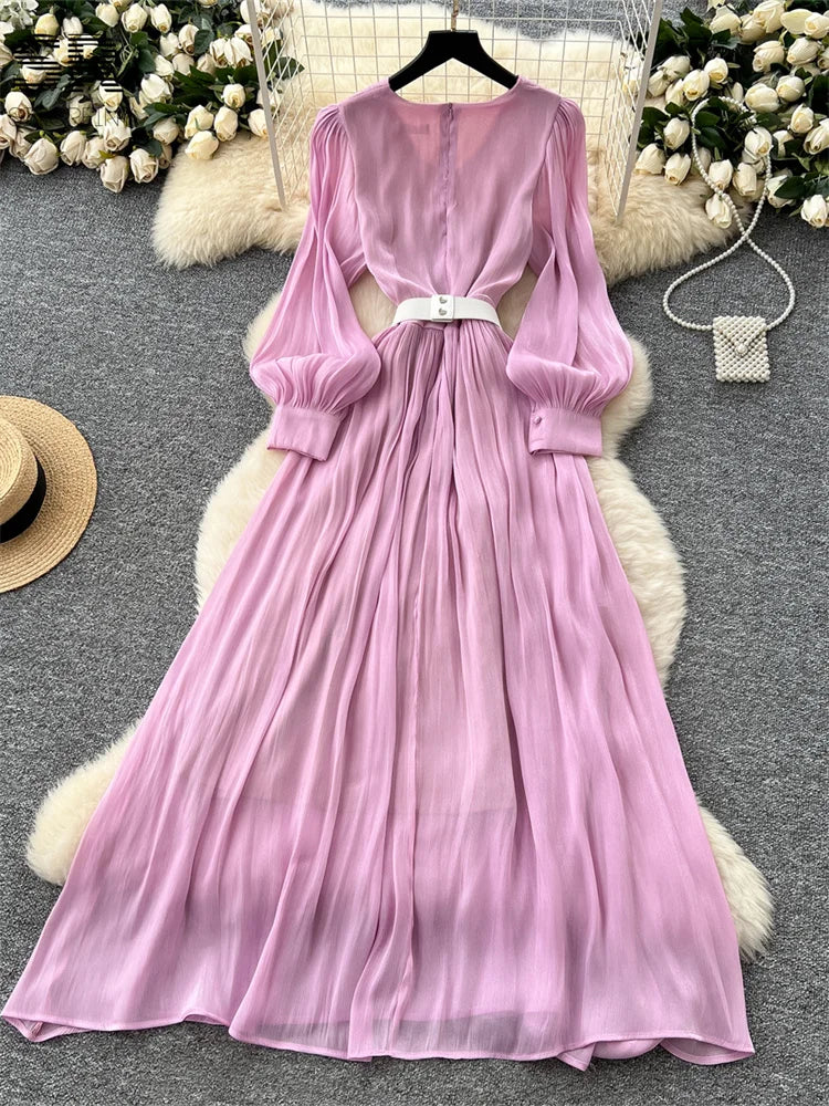 Elegant Chiffon Pleated Dress