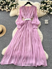 Elegant Chiffon Pleated Dress