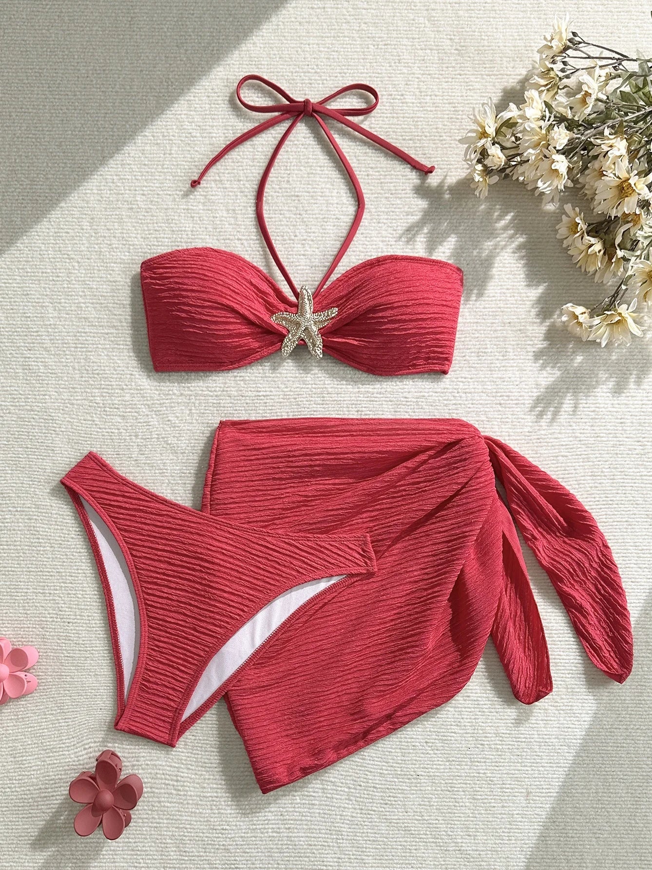 Sexy White Starfish Ornament Bikini