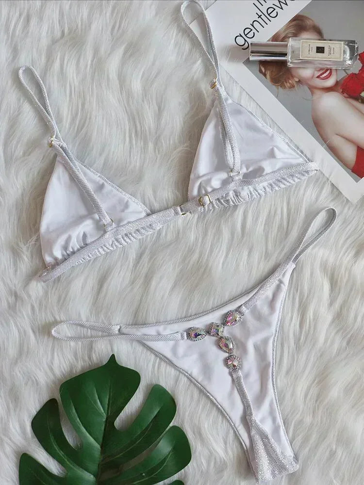Halter Crystal Rhinestone Diamond Bikini