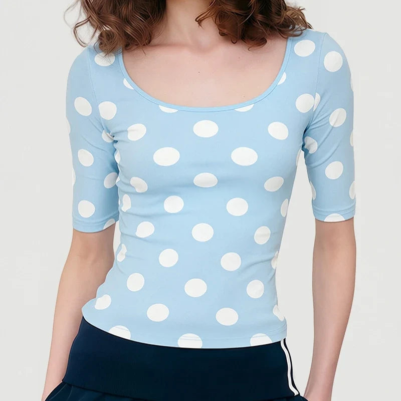 Polka 3/4 Sleeve Crop Top