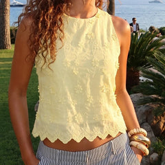 Floral Embroidery Sleeveless Tank Top