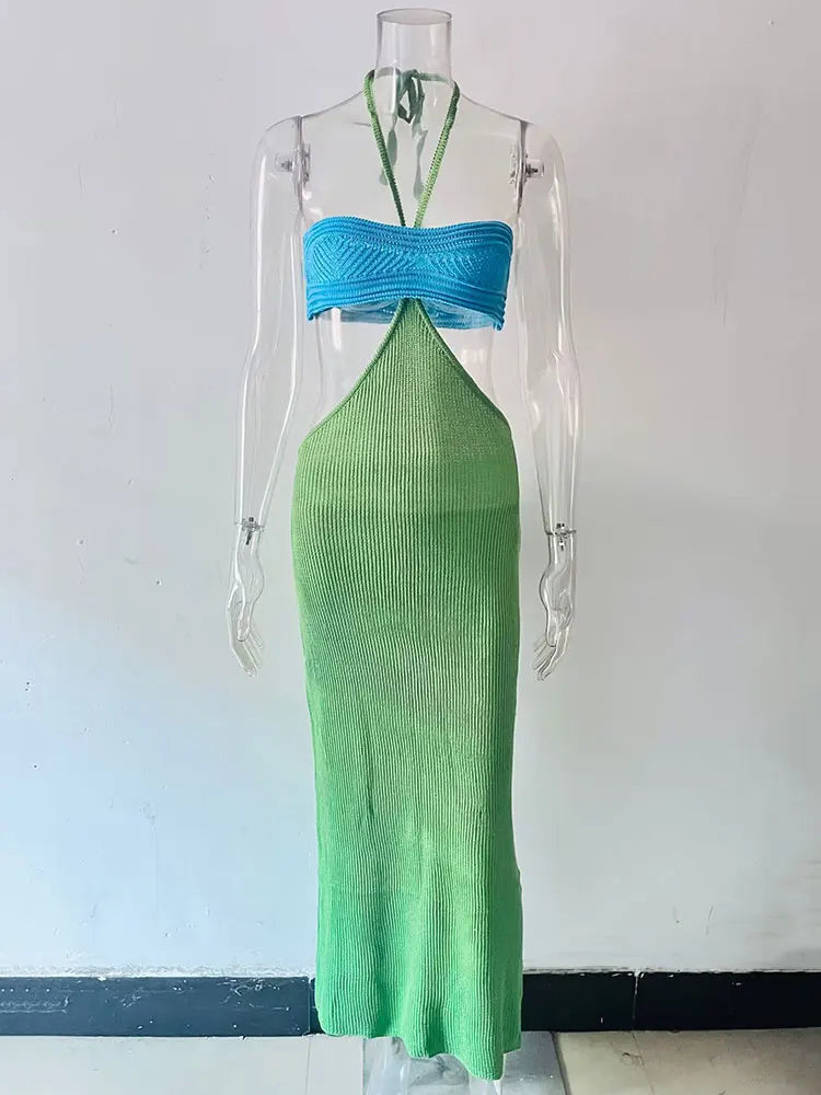 Halter Knitted Long Dress
