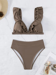 Sexy Ruffles V Bra Push Up Bikini Set