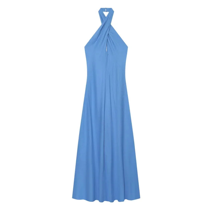 Sexy Solid Halter Maxi Dress