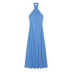 Sexy Solid Halter Maxi Dress