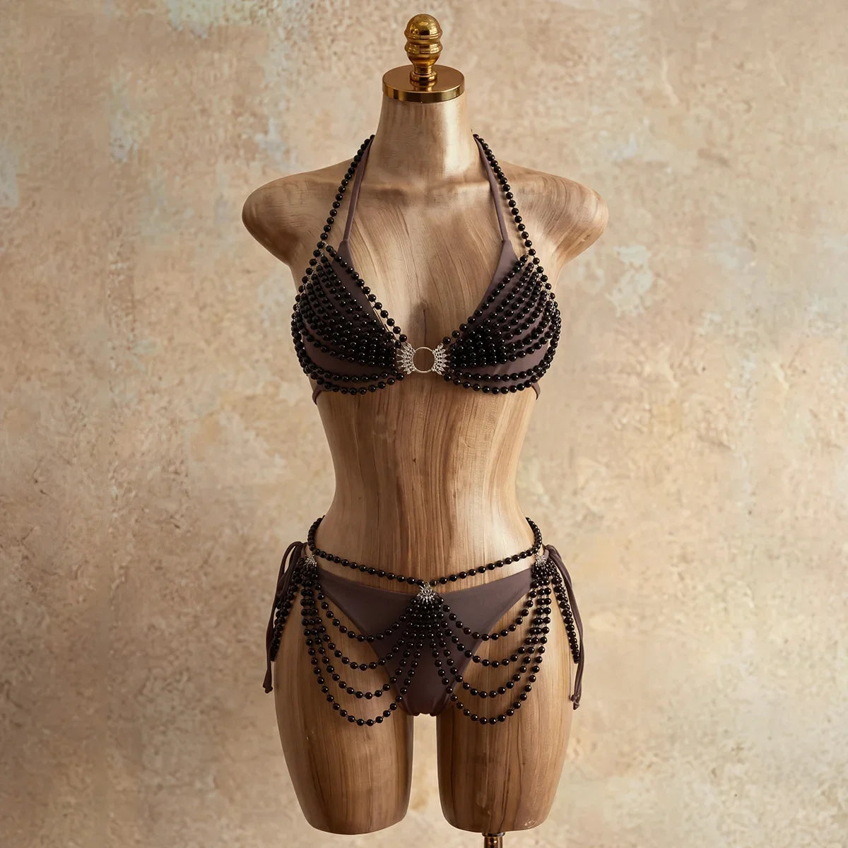 Luxury Metal Chain Cover Up 4 Piece Bikini Set