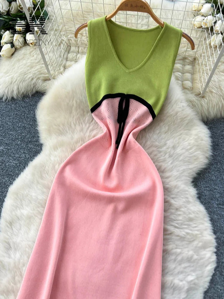 Color Block Knitted Dress