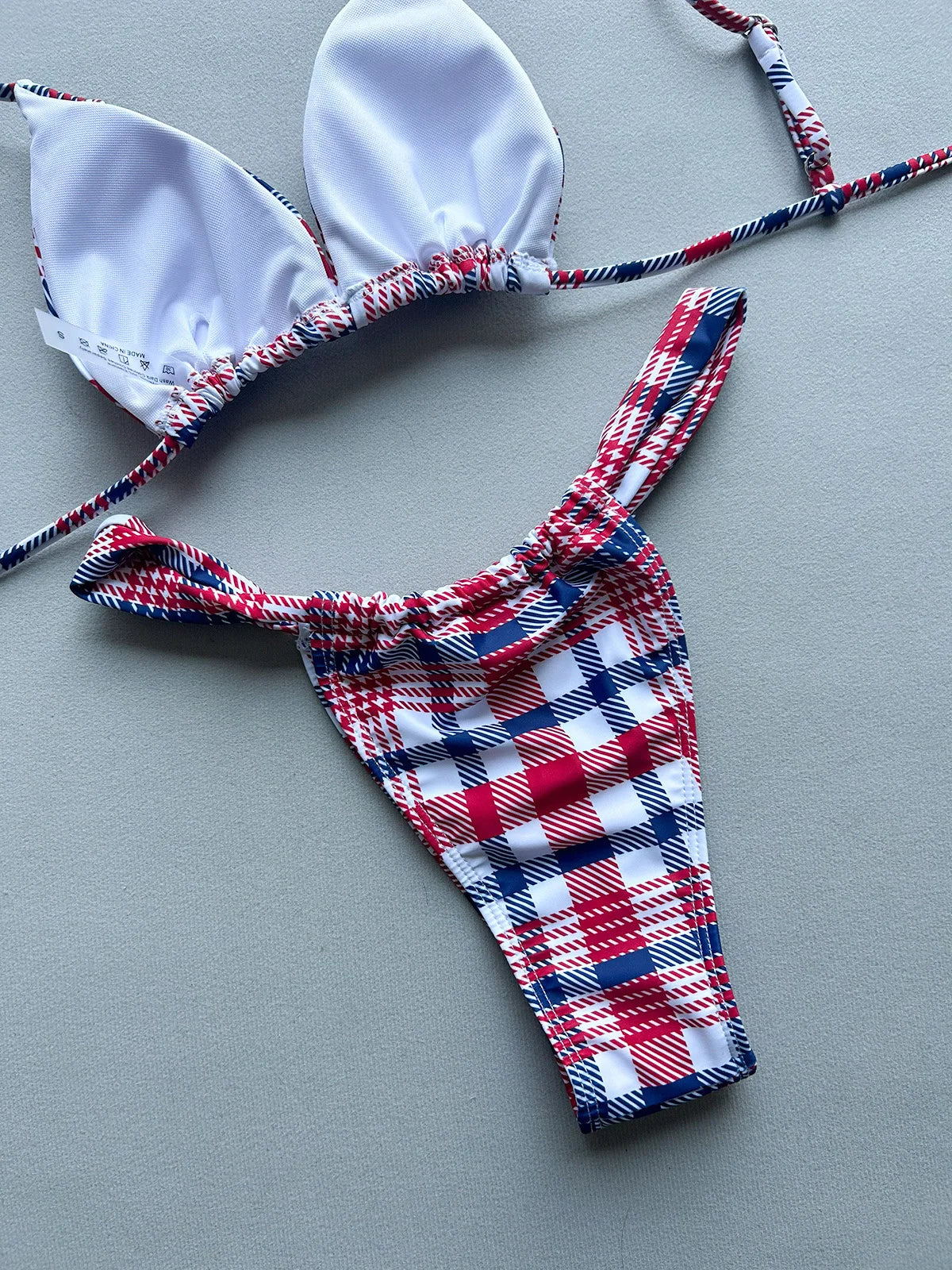 Sexy Red Plaid Micro Bikini