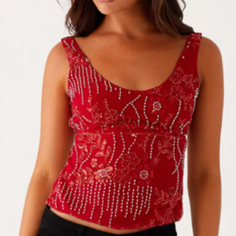Boho Beaded Embellished Tank Tops