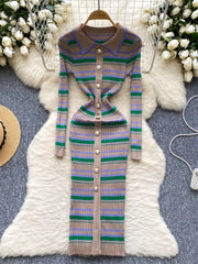 Winter Stripe Sweater Dress