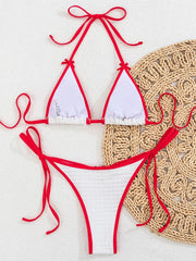 Wrinkled Bow Knotted Bikini