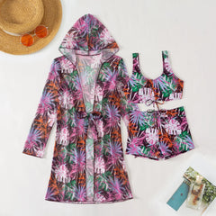 Vintage Blue Leaves Print Bikini Set