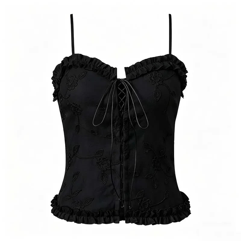 Coquette Lace-Up Corset Cami Top