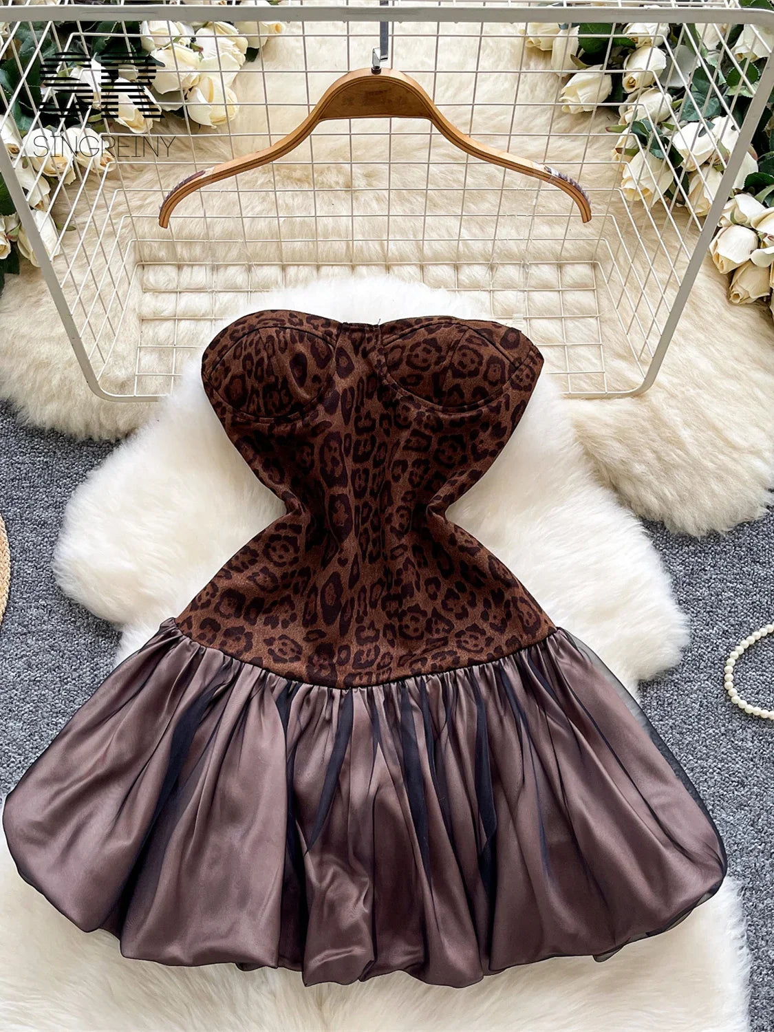 Strapless Leopard Sexy Tutu Dress