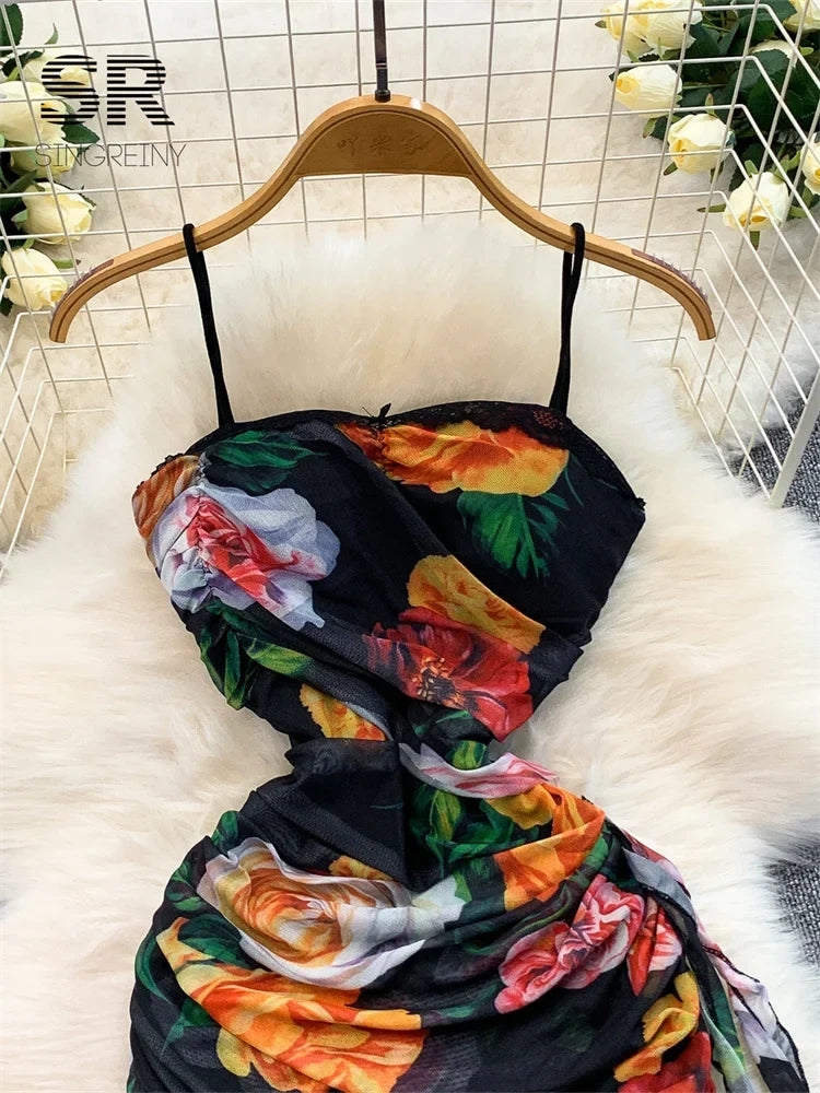 Floral Mesh Vintage Dress