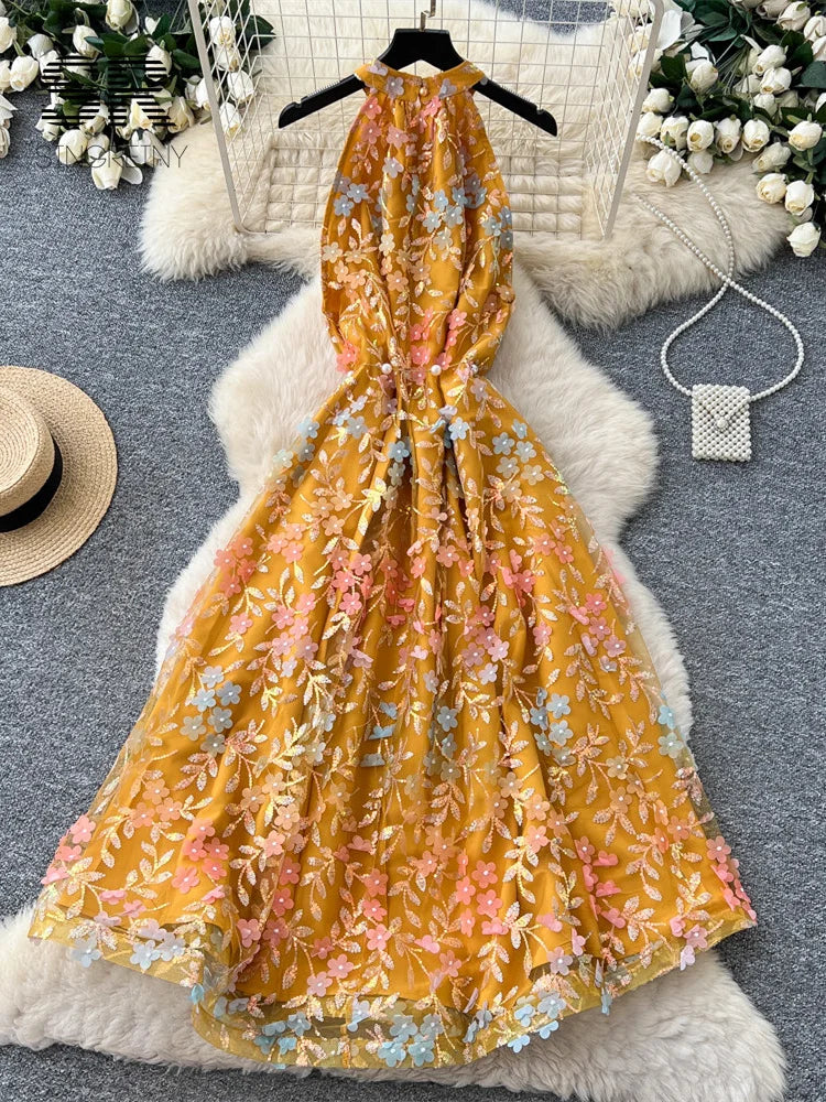 Floral Sequins Luxury Dress