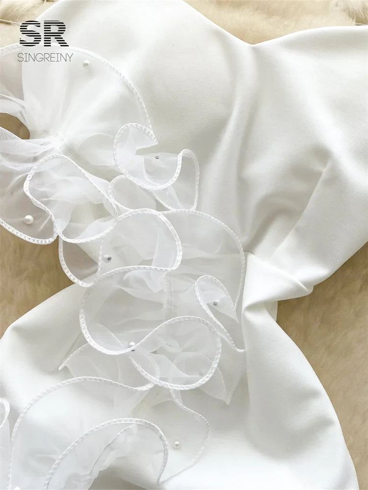 Ruffles Splice Straps Mini Dress